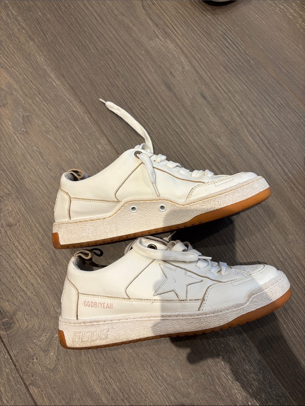Golden Goose White Leather Low-Top Sneakers with Gum Sole